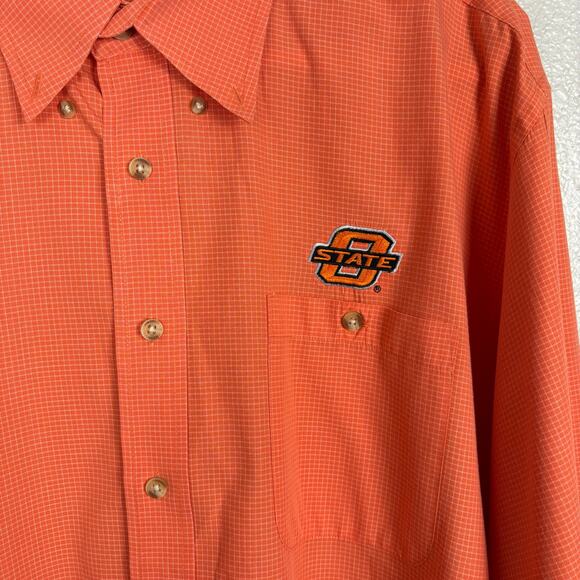 Antigua Orange and White Plaid OSU Size XL Men’s Long Sleeved Dress Shirt - Picture 2 of 11